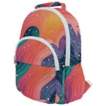 Art Abstract Pattern Rounded Multi Pocket Backpack