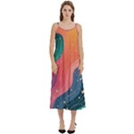 Art Abstract Pattern Casual Spaghetti Strap Midi Dress