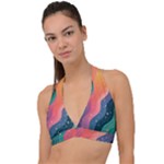 Art Abstract Pattern Halter Plunge Bikini Top