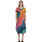 Art Abstract Pattern T-Shirt Midi Dress With Pockets