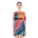 Art Abstract Pattern Shoulder Cutout One Piece Dress