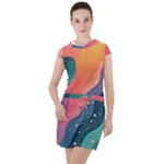 Art Abstract Pattern Drawstring Hooded Dress