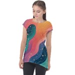 Art Abstract Pattern Cap Sleeve High Low Top