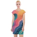 Art Abstract Pattern Cap Sleeve Bodycon Dress