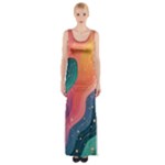 Art Abstract Pattern Thigh Split Maxi Dress