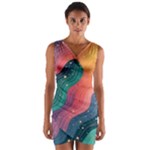 Art Abstract Pattern Wrap Front Bodycon Dress