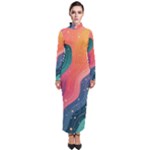 Art Abstract Pattern Turtleneck Maxi Dress