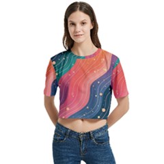 Women s Round Neck Short Sleeve Crop Top 