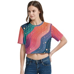 Women s Round Neck Short Sleeve Crop Top 