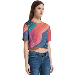 Women s Round Neck Short Sleeve Crop Top 