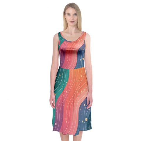 Art Abstract Pattern Midi Sleeveless Dress from ArtsNow.com