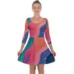 Art Abstract Pattern Quarter Sleeve Skater Dress