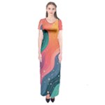 Art Abstract Pattern Short Sleeve Maxi Dress