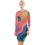 Art Abstract Pattern Quarter Sleeve Hood Bodycon Dress