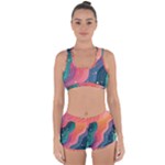 Art Abstract Pattern Racerback Boyleg Bikini Set