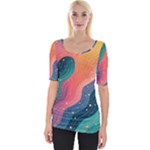 Art Abstract Pattern Wide Neckline T-Shirt