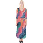 Art Abstract Pattern Quarter Sleeve Wrap Maxi Dress