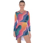 Art Abstract Pattern Asymmetric Cut-Out Shift Dress