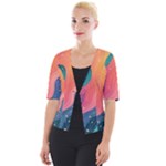 Art Abstract Pattern Cropped Button Cardigan