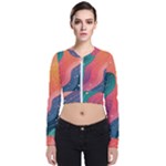 Art Abstract Pattern Long Sleeve Zip Up Bomber Jacket