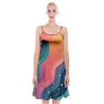 Art Abstract Pattern Spaghetti Strap Velvet Dress