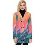 Art Abstract Pattern Button Up Hooded Coat 