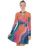 Art Abstract Pattern Long Sleeve Panel Dress