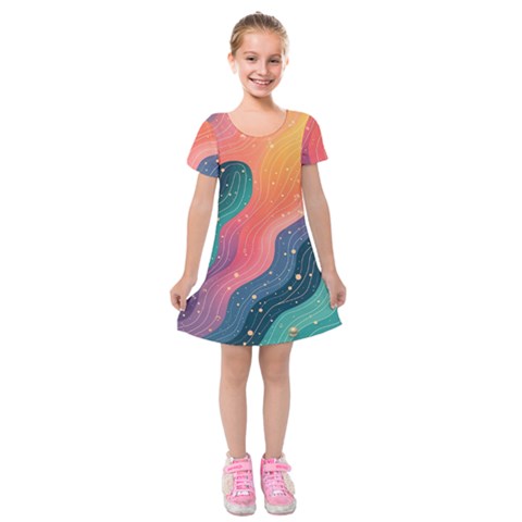 Art Abstract Pattern Kids  Short Sleeve Velvet Dress from ArtsNow.com