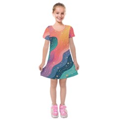 Art Abstract Pattern Kids  Short Sleeve Velvet Dress from ArtsNow.com