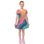 Art Abstract Pattern Kids  Short Sleeve Velvet Dress