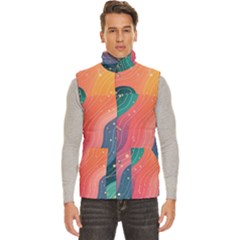 Art Abstract Pattern Men s High Neck Button Up Puffer Vest from ArtsNow.com