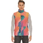 Art Abstract Pattern Men s High Neck Button Up Puffer Vest