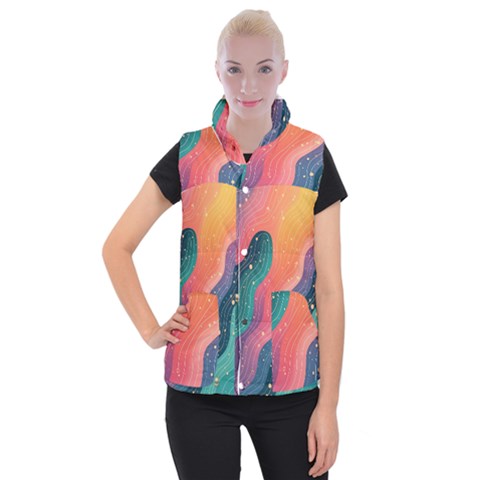 Art Abstract Pattern Women s Button Up Vest from ArtsNow.com