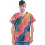 Art Abstract Pattern Men s V-Neck Scrub Top