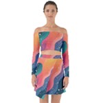 Art Abstract Pattern Off Shoulder Top with Skirt Set