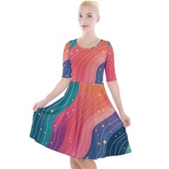 Quarter Sleeve A-Line Dress 