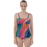 Art Abstract Pattern Twist Front Tankini Set