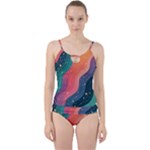 Art Abstract Pattern Cut Out Top Tankini Set