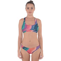 Art Abstract Pattern Cross Back Hipster Bikini Set from ArtsNow.com