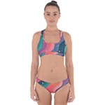 Art Abstract Pattern Cross Back Hipster Bikini Set