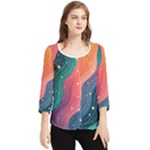 Art Abstract Pattern Chiffon Quarter Sleeve Blouse