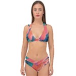 Art Abstract Pattern Double Strap Halter Bikini Set