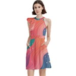 Art Abstract Pattern Cocktail Party Halter Sleeveless Dress With Pockets