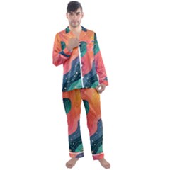 Men s Long Sleeve Satin Pajamas Set 