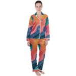 Art Abstract Pattern Women s Long Sleeve Satin Pajamas Set