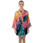 Art Abstract Pattern Long Sleeve Satin Kimono