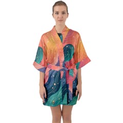 Half Sleeve Satin Kimono  