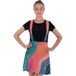 Art Abstract Pattern Velvet Suspender Skater Skirt