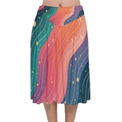 Velvet Flared Midi Skirt 