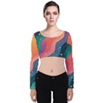 Art Abstract Pattern Velvet Long Sleeve Crop Top